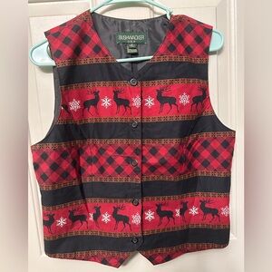 Bushwacker Red and Black Reindeer Vest Medium